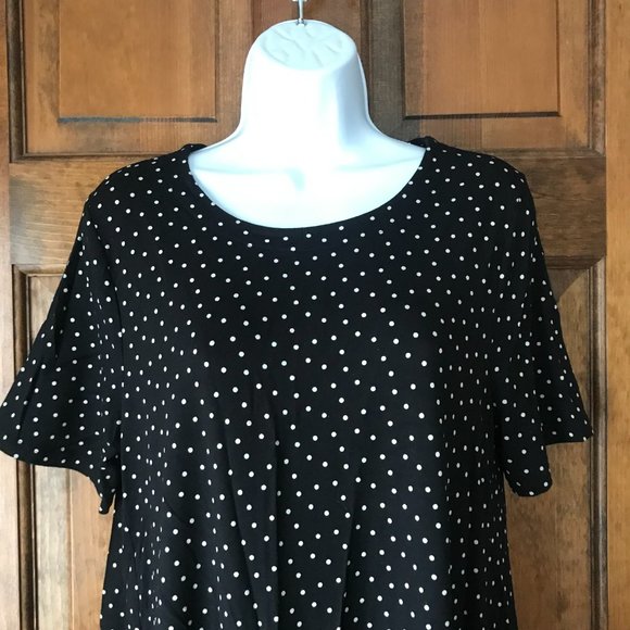 LOFT Black w/White Polka Dots Short Sleeve Dress Size 14 - Picture 3 of 11